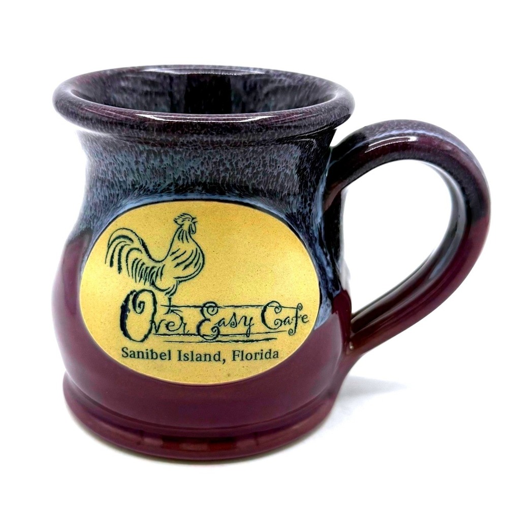 Deneen Pottery Over Easy Cafe Sanibel Island Mug Purple 2022 Rooster Stoneware